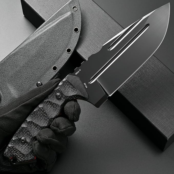 Eafengrow EF154 Fixed Blade Knife Nitro-V Stainless Steel Blade Micarta Handle Full Tang EDC Straight Knife for Outdoor Working Camping