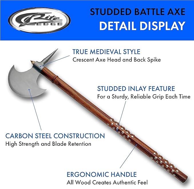 SZCO Supplies 32 Medieval Replica Studded Battle Axe (882439)