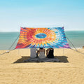 ALAZA Tie Dye Rainbow Color Beach Tent Sun Shelter UPF50+ Protection Beach Shade Canopy w/ 4 Sandbags for Outdoor Camping Fishing Backyard Fun Picnic 10x9 ft