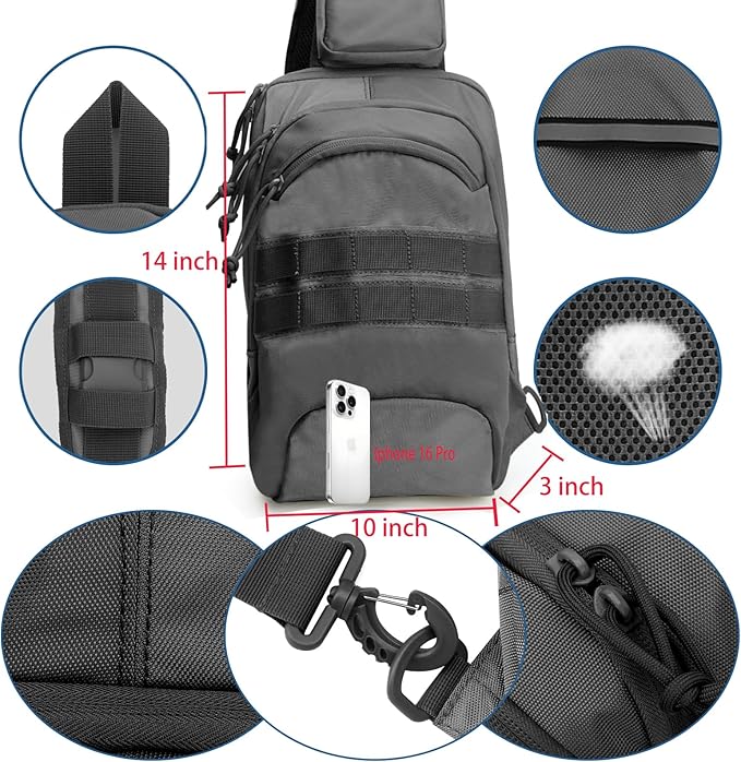 Tactical Sling Chest Bag EDC Shoulder Pack Universl Dual Holster CCW Compact Bags Concealed Carry Backpack