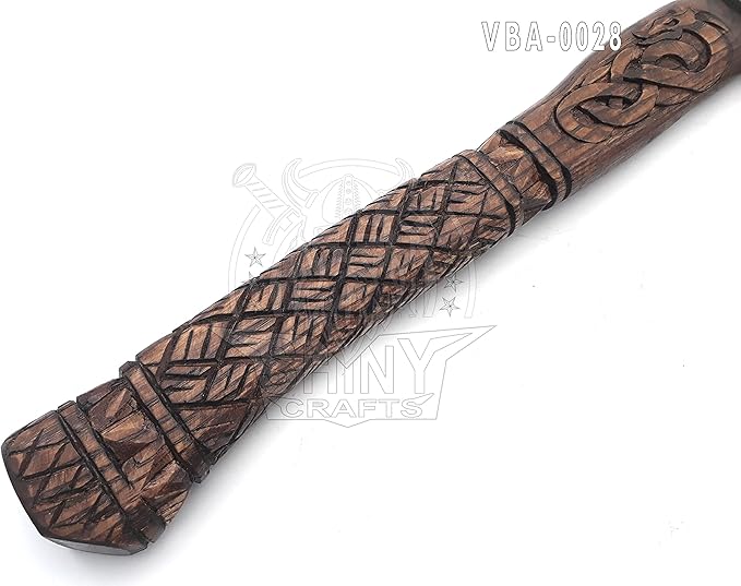 SHINY CRAFTS® Handcrafted Viking Axe – Nordic Engraved Blade with Wooden Handle Unique Gift for Men Collectors and Fantasy Enthusiasts (SCA-28)
