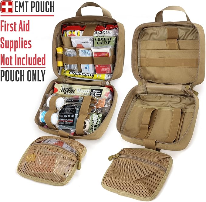 LIVANS Tactical Molle Medical Pouch - Upgraded Size Large Capacity IFAK Pouch with Detachable Quick Release and Headrest Mount Includes Flag and Cross Patch