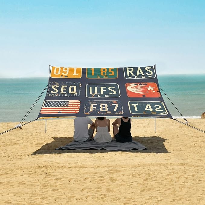 ALAZA Automobile Plate License Utah USA Or Indiana Different State Car Registration Beach Tent Sun Shelter Portable Canopy Sunshade for Outdoor Camping Picnics Backyard Fun 10x9 ft