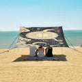 ALAZA Hand Drawn Sun Moon Clouds Beach Tent Sun Shelter UPF50+ Protection Beach Shade Canopy w/ 4 Sandbags for Outdoor Camping Fishing Backyard Fun Picnic 10x9 ft