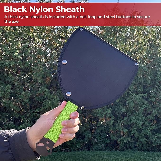 Medieval Depot Recon Double Headed Throwing Axe (Black/Green) - Stainless Steel Nylon Grip Sheath (13.5)