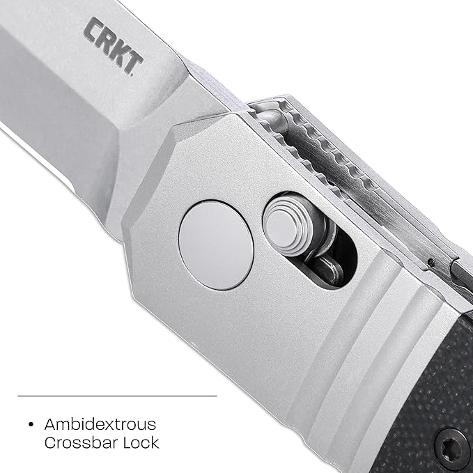 CRKT Redemption Compact Everyday Carry Folding Knife with Crossbar Lock: MagnaCut Plain Edge Blade G10 Stainless Steel Handle Reversible Pocket Clip K550KXP
