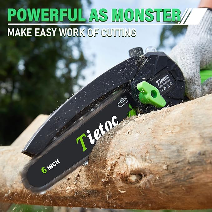 Tietoc Chainsaw 6 Inch Mini Electric Chainsaw Cordless Battery Powered Hand Held Saw for Wood/Trees Trimming Tools for Household and Garden Chain Saw Gift for Men Dad Husband Fathers Gardener 2025