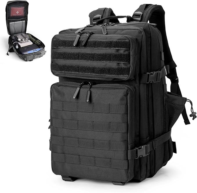 45L LUPU TACTICAL Backpack for Men and Women 3 Days Assault Pack Outdoor Travel Hiking Camping Rucksack with Molle Webbing (Black)