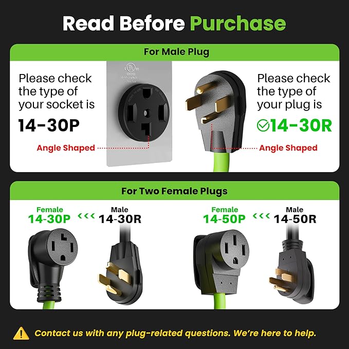 GEARit 30A 4-Prong Power Splitter - ETL Listed - NEMA 14-30P to Dual 14-30R &amp 14-50R Heavy Duty Dryer &amp EV Adapter for Electric Vehicles and Laundry