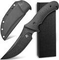 Sitivien ST31 Fixed Blade Knife N690 Black Stonewashed Steel Blade Carbon Fiber Handle Full Tang EDC Straight Knife for Outdoor Working Camping Hunting Fishing(Black)