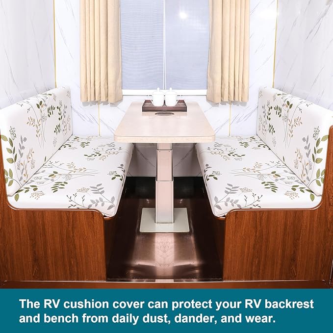 KRFOONN RV Dinette Cushion Covers Stretch Sofa Seat Slipcovers Replacement Camper Cushions Slipcover Washable Couch Cushion Slipcovers for RV Camper Car Bench Seats(2 Backrest Cover&amp2 Bench Cover