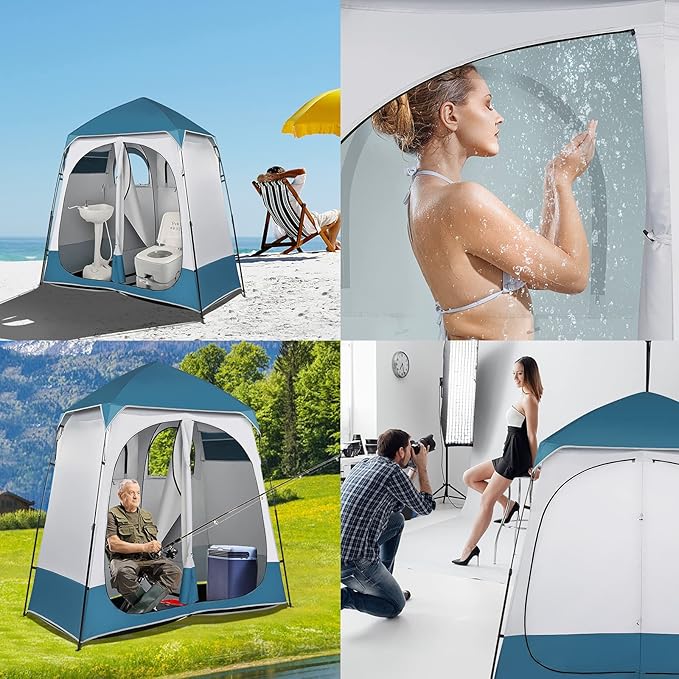 Pop Up Shower Privacy TentOxford Double Dressing TentPortable Shelter Changing Shower Room for Camping Dressing Room