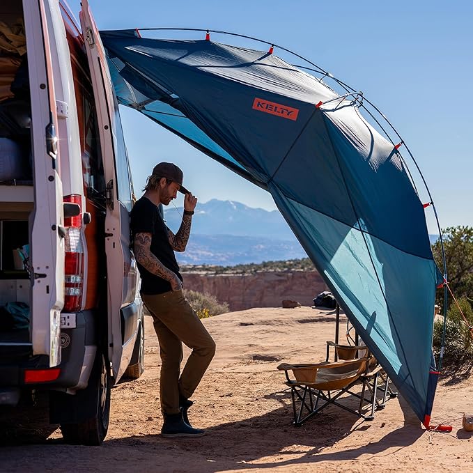 Kelty Highroads Overlanding Shelter - Universal Mount Car Camping Tent with Large Zippered Entry Aluminum Frame Adjustable Walls and Windows UV Protection Rainproof Stuff Duffel Included 2024