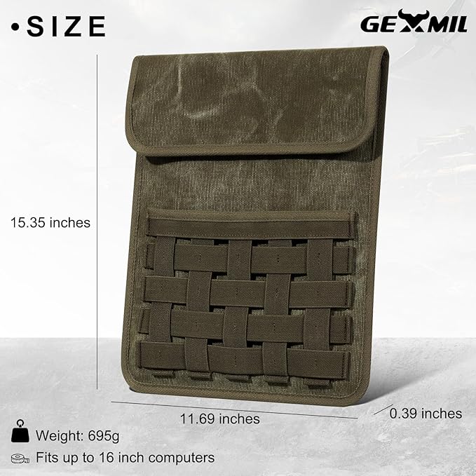 Gexmil Laptop Sleeve 16 inch 15-15.6 Inch Laptop Cover Compatible with MacBook Pro 16 M4 M3 M2 M1 HP Acer Dell Lenovo ASUS Notebook Computer Sleeve Bag with Pocket Army Green