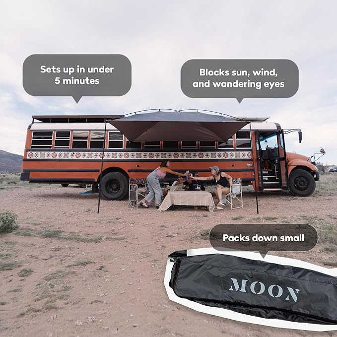 MoonShade Portable Vehicle Awning Extra Large 12' x 9' Lightweight Canopy for Trucks SUVs Vans Campers &amp Outdoor Adventures (Shadow Blue XL)