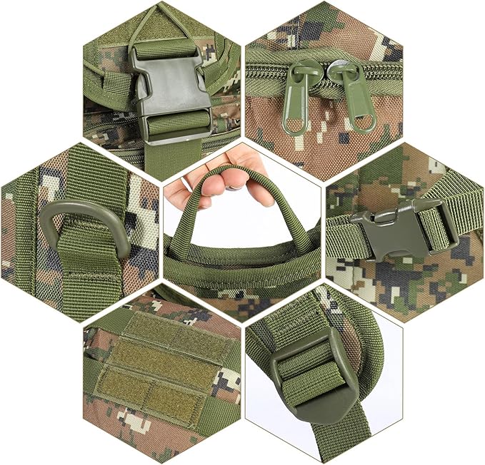 ShowyLive 40L Military Backpack Trekking Hiking Molle Army Survival Equipment Backpacks 3 Day Bug Out Bag Waterproof Rucksack for Camping Fishing Travelling Climbing Outdoor Sports Digital Camo