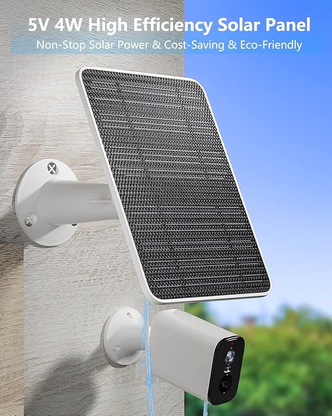 Solar Panel for Security Camera 5W Solar Panel Charger Compatible with Eufycam 3/3C/2/2 Pro/2C/2C Pro/E/E20/E40/L20/L40/Solo/SoloCam Spotlight Micro USB&ampUSB-C Port IP65 Waterproof 10ft Cable 2