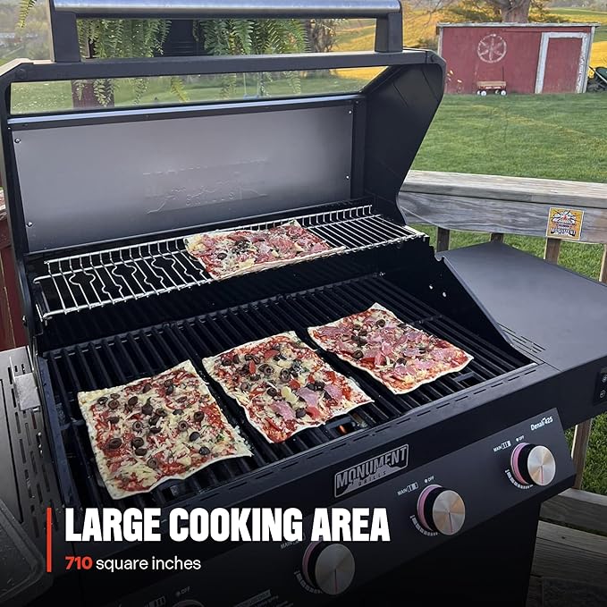 Monument Grills 4+1 Liquid Propane Gas Smart BBQ Grill 4 Burners &amp 1 Side Burner Denali 425 with Smart Technology and Knob Controls Black