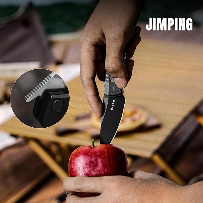 Kizer Mini Momo EDC Pocket Knife 3.2” 154CM Blade Pocket Folding Knife with Aluminum+Micarta Handle Front Flipper EDC knife with Pocket Clip for Men Women Camping Hunting Survival Knives V3663C2