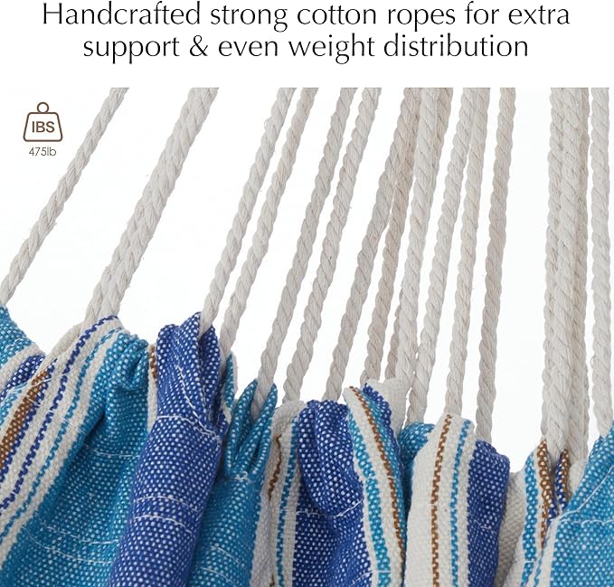 PNAEUT Double Hammocks for Outside Replacement Outdoor Tree Hammock for Indoor Patio Porch Garden (Lightblue Medium)