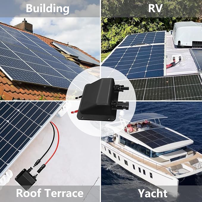 Solar Double Cable Entry Gland 3.28ft 10AWG Soft Solar Cable and Connector UV Resistance Dual Cable Entry Housing on Rv Boat (1m Black)