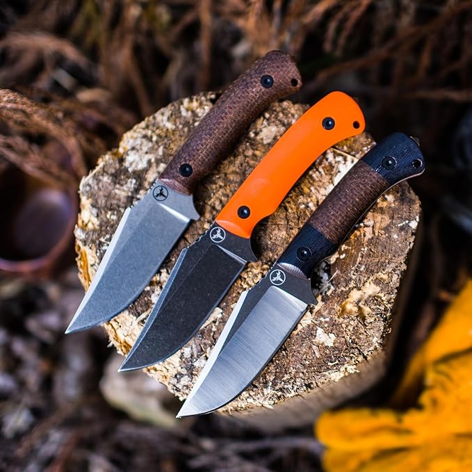 Spark Fixed Blade Knife with Sheath Textured Wood Handle Full Tang Outdoor Hunting Camping Survival Knife (Orange G10 Handle)