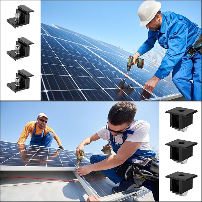 Tandefio Solar Panel Mounting Kit for 4-5 Solar Panels Panel Kit for Shingle Roof Adjustable with Clamps L Shape Brackets 88 Inch Rails(Black)