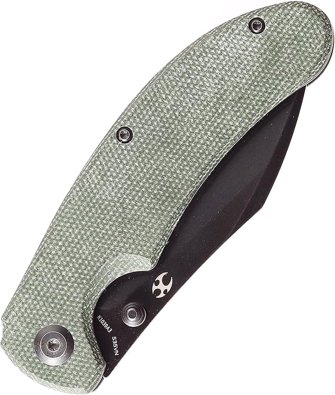 KANSEPT Nesstreet Pocket Folding Knife for Men EDC Camping 3.58'' CPM-S35VN Material With Green Micarta Handle Everyday Carry K1039A3