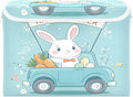 Christmas Storage Baskets with Lids Cartoon Easter Bunny Collapsible Bins Stackable Fabric Linen Baskets Closet Organizer Container 16.5x12.6x11.8