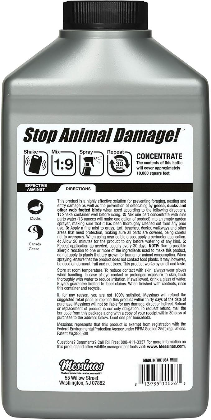 Goose Stopper Liquid Animal Stopper Repellent All Natural Effective All Year Round Safe for People and Pets No Harsh Chemicals Ready to Use Goose Repellent - 32. oz