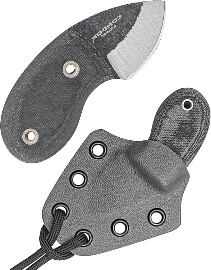 Condor Tool &amp Knife Tortuga Neck Knife | 1075 High Carbon Steel Belt Knife with a Micarta Handle | Fixed Blade Knife Necklace with a Kydex and Paracord Sheath | 1.43in Blade | 3.18oz