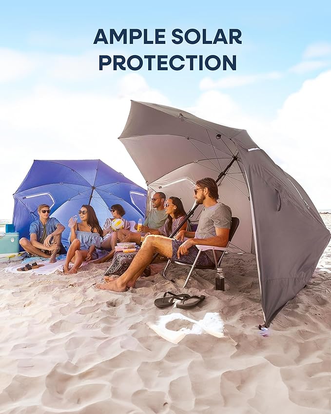 Sport-Brella Premiere UPF 50+ Umbrella Shelter with Patented Side Panels and Tilt Mechanism Heavy-Duty 1.25 Inch Center Pole Auger Anchor for Sand and Grass
