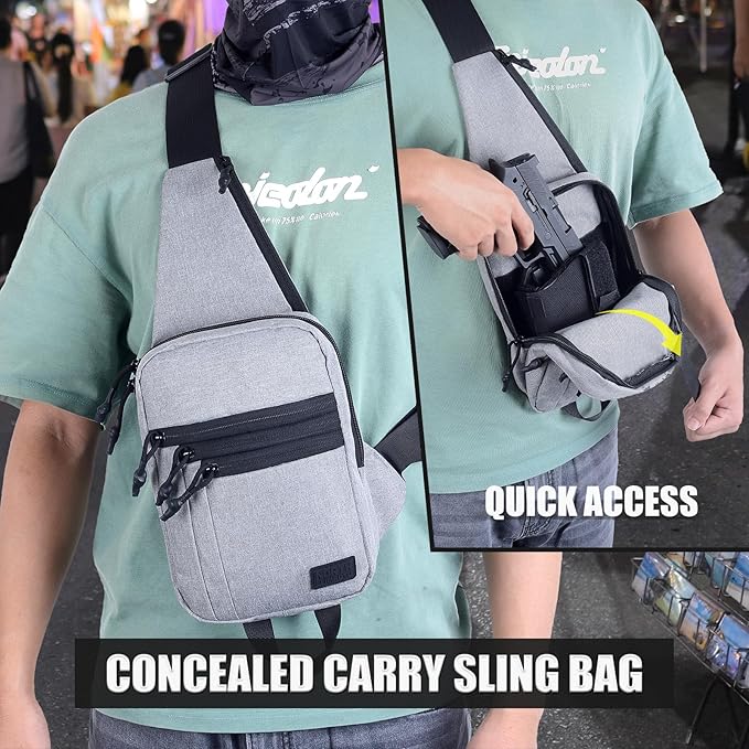 Tactical Sling Chest Bag Concealed Carry Bags with Gun Holder EDC Shoulder Crossbody Casual