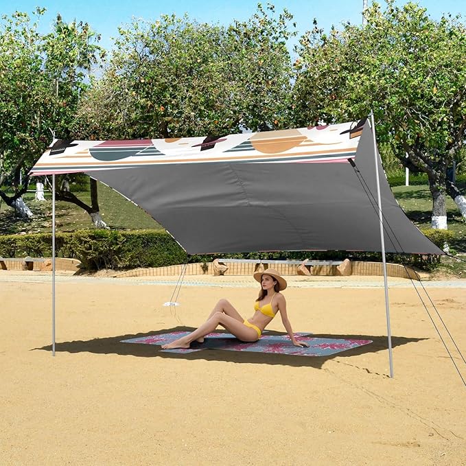 Cowgirls Beach Tent Sun Shelter Set UPF50+ UV Protection 10.5 x 9.19 FT Camping Shade Canopy with Sandbags Sand Anchors Carrying Bag and Others