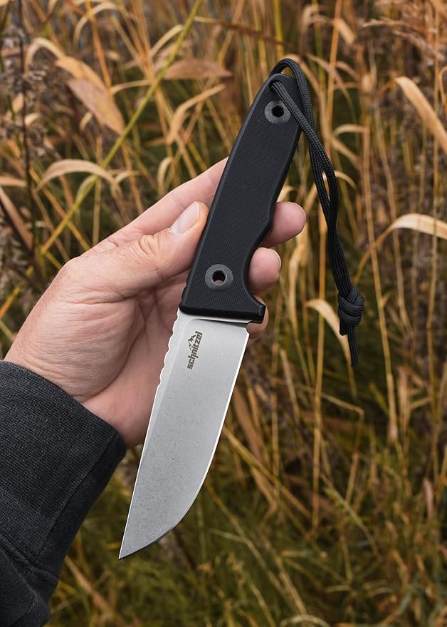 SCHNITZEL TRI - Outdoor Knife with Kydex Sheath and Dangler Carrying System – Bushcraft-Knife Outdoor Leisure Adult (Black)