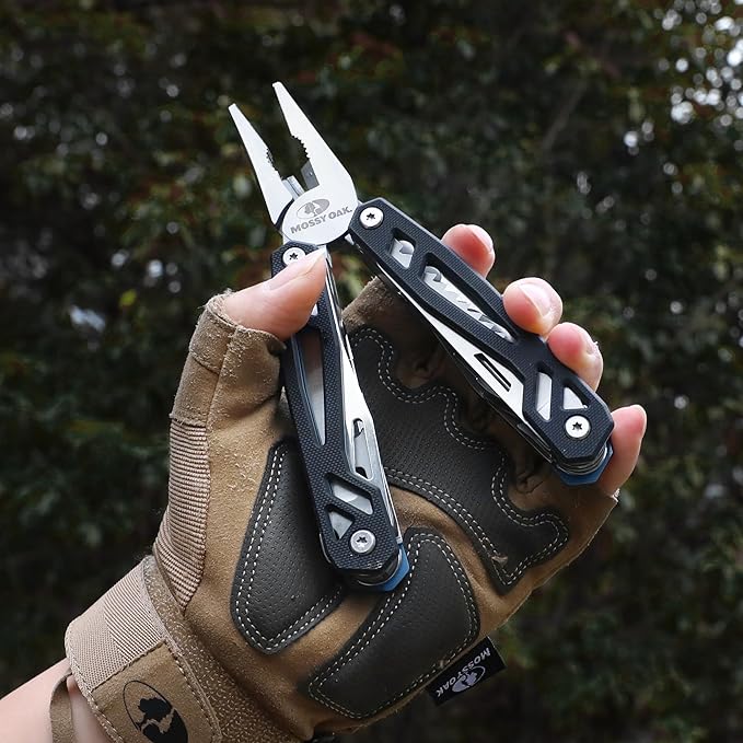 MOSSY OAK Multitool 21-in-1 Stainless Steel Pocket Knife with G10 Handle Screwdriver Sleeve Self-locking Pliers with Sheath-Perfect for Outdoor Survival Camping Hiking Simple Repair