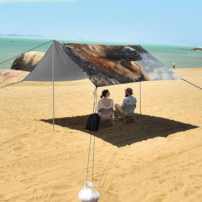ALAZA German Shepherd Dog in Snow Beach Tent Sun Shelter Portable Canopy Sunshade for Outdoor Camping Picnics Backyard Fun 10x9 ft