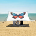 ALAZA Butterfly Blue &amp Red Beach Tent Sun Shelter UPF50+ Protection Beach Shade Canopy w/ 4 Sandbags for Outdoor Camping Fishing Backyard Fun Picnic 10x9 ft