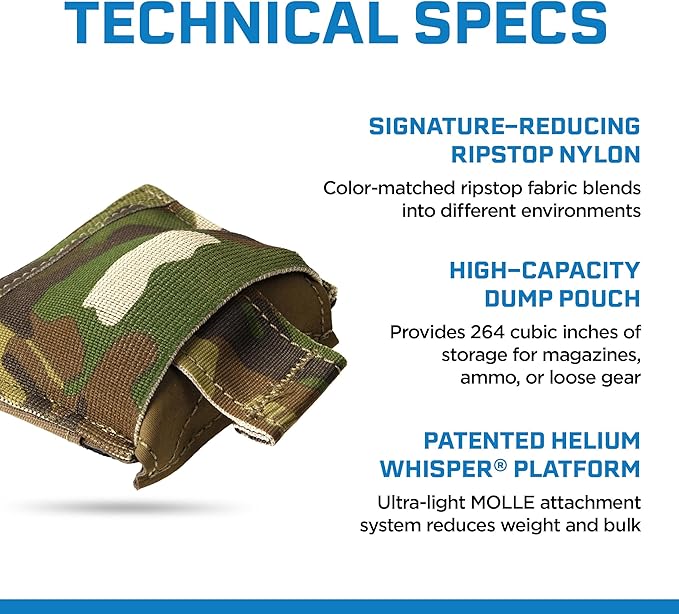 Blue Force Gear MOLLE Dump Pouch - Multipurpose Compact Utility Drop Bag - 3 L x 3 W x 3.5 H