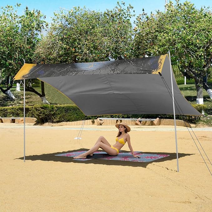 ALAZA African American Painting Beach Tent Sun Shelter UPF50+ Protection Beach Shade Canopy w/ 4 Sandbags for Outdoor Camping Fishing Backyard Fun Picnic 10x9 ft