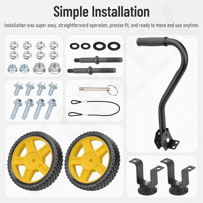 8-Inch Never-Flat Generator Wheel Kit for Predator 4000 6500 8750 Watt Generators Equipped With An Adjustable Handle