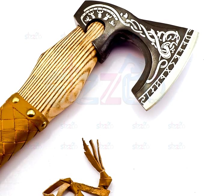 Custom Gift Forged Carbon Steel Viking Style Bearded Axe - Real Hatchet Throwing &amp Camping Axe Best Gift for Anniversary Valentine's Day Birthday with Premium Leather Sheath