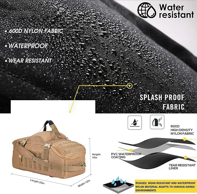 Gym Bag Duffle Bags Backpack Travel Duffle Bag with Weekend Overnight Bag for Outdoor Tactical Sports Travel Camping Hunting