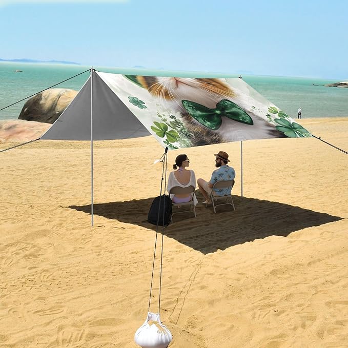 ALAZA St Patricks Cat Beach Tent Sun Shelter Portable Canopy Sunshade for Outdoor Camping Picnics Backyard Fun 10x9 ft