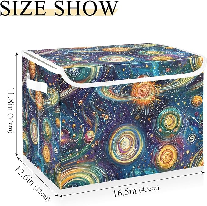 Storage Cube with Lid Abstract Galaxy Print 16.5×12.6×11.8 IN 1 Pack Collapsible Large Capacity Foldable Storage Basket Bin Organizer