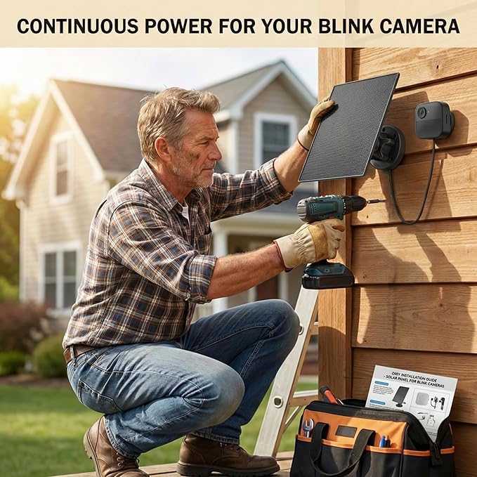 LIYVZ 3W Solar Panel for Blink Outdoor 4/3/XT2 2600mAh Battery 5V Camera Solar Charger for Blink with Built-in Rechargeable Battery 2-Pack