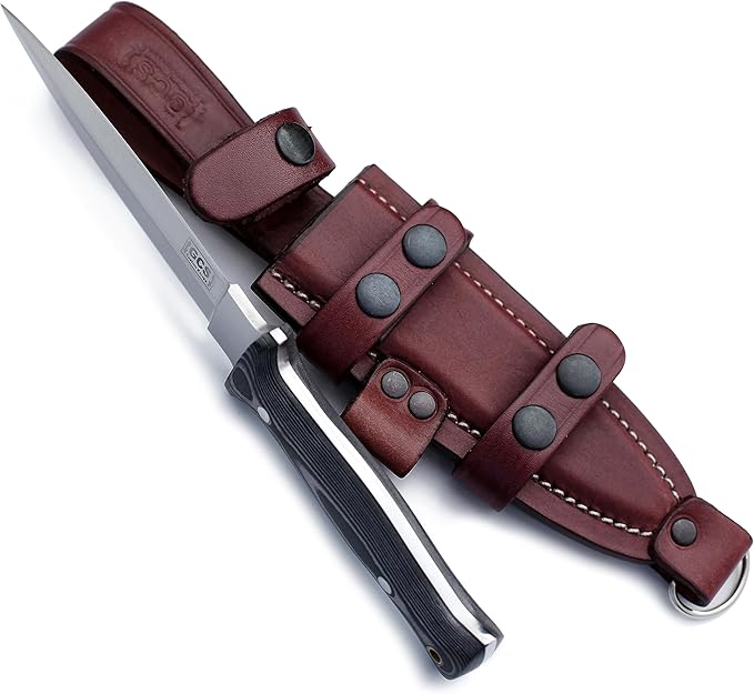 GCS Handmade Hunting Knife Full Tang Black Micarta Handle D2 Steel with Cowhide Right and Left Leather Sheath for Hunting Camping Bushcraft and EDC (GCS-165)
