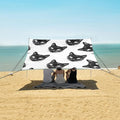 ALAZA Black Cats Heads Pattern Beach Tent Sun Shelter UPF50+ Protection Beach Shade Canopy w/ 4 Sandbags for Outdoor Camping Fishing Backyard Fun Picnic 10x9 ft