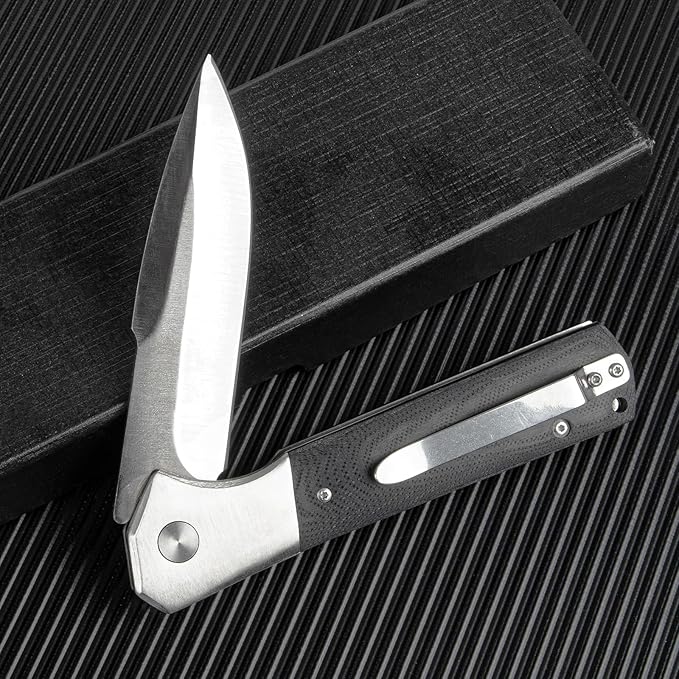 Pocket Knife for Men with D2 Steel Blade &amp G10 Handle - 4 Edge EDC Tool for Camping Hiking Travel and Daily Carry Ideal Gift for Outdoor Enthusiasts