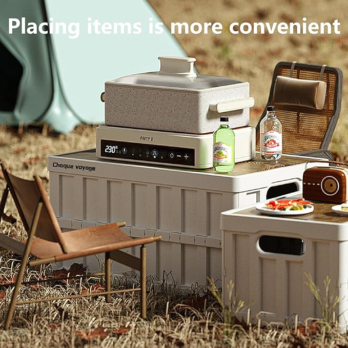 7.93-13.21 gallon large capacity camping folding box storage box organizing box suitable for home outdoor camping car use - black white green (White stripes 16.5x11x8.6)